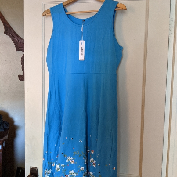 Blue Empire Waist Dress NWT - Picture 1 of 4